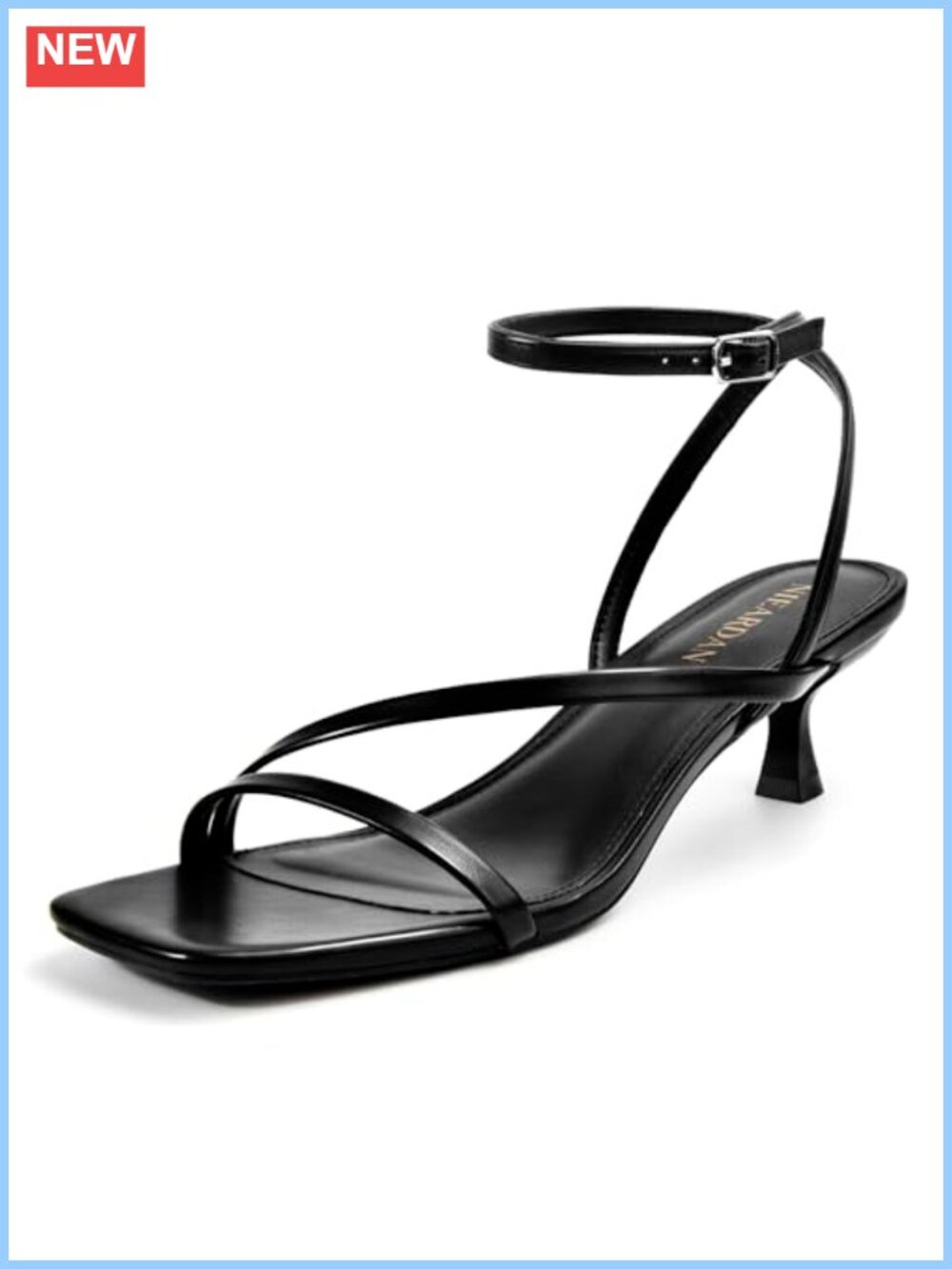 Kitten Heel Sandals Square Open Toe Ankle Buckle Dress Heels